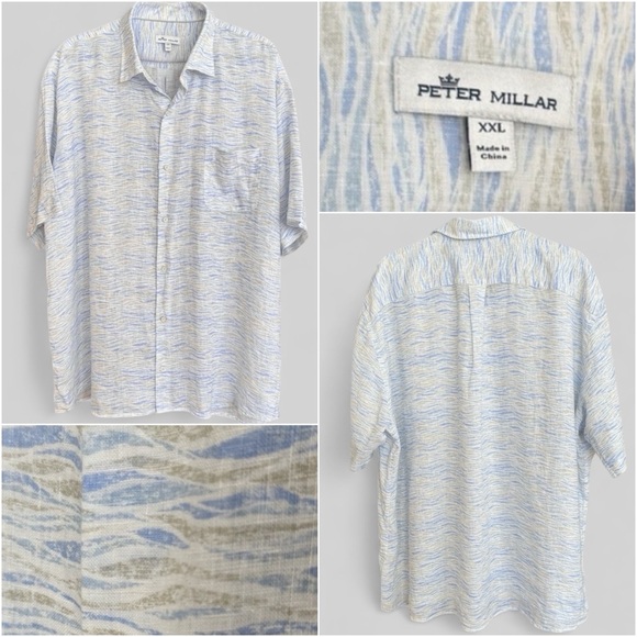 Peter Millar Other - Peter Millar Saltwater Linen Sport Shirt Summer Sky Button Front Men's Size 2XL